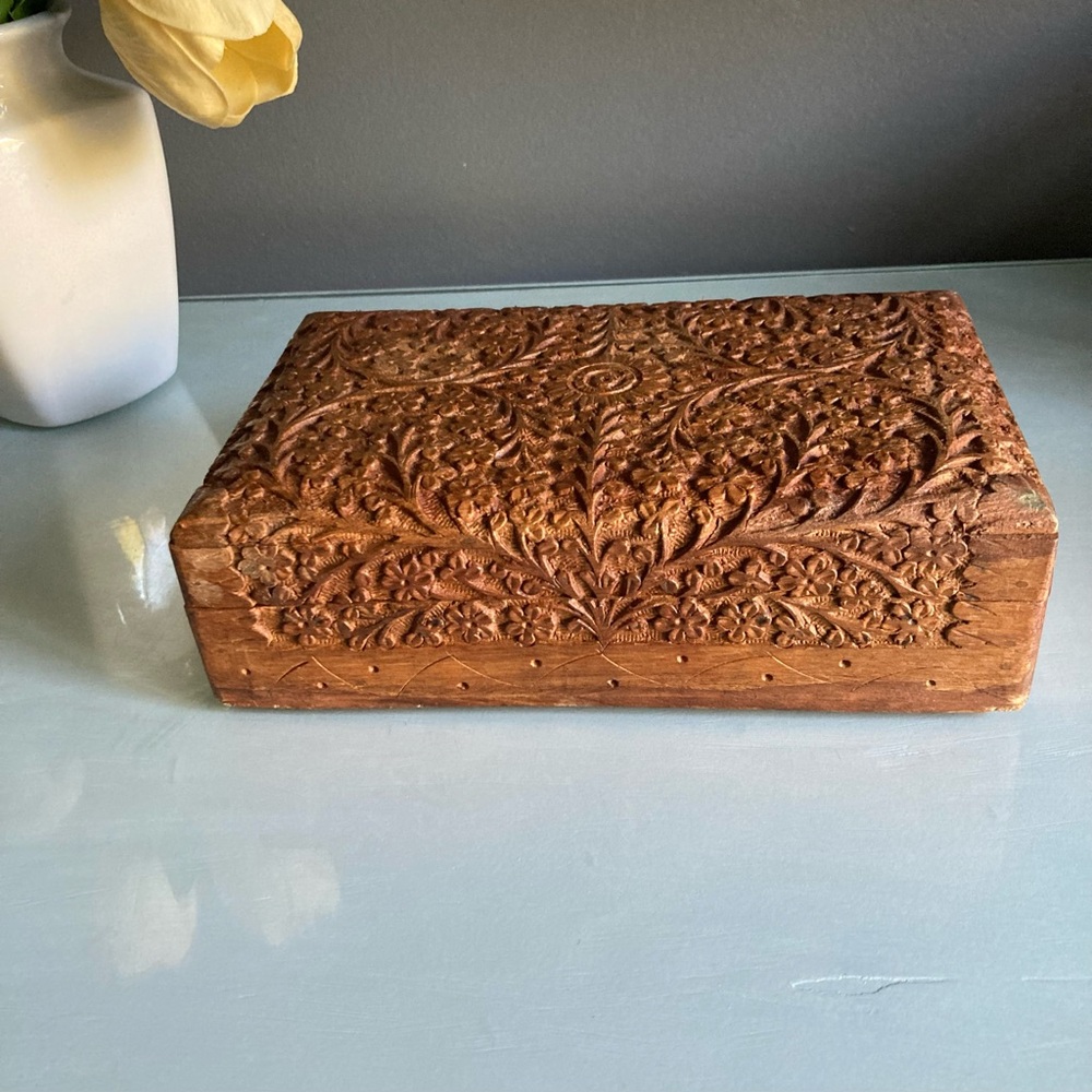 Intricately Carved Wooden Box